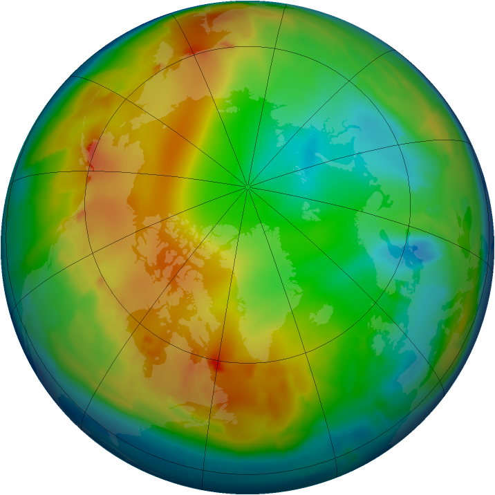 Arctic ozone map for 03 January 2013